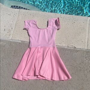 Pink Short Sleeve Leotard with flared skirt | Girls’ 6-7